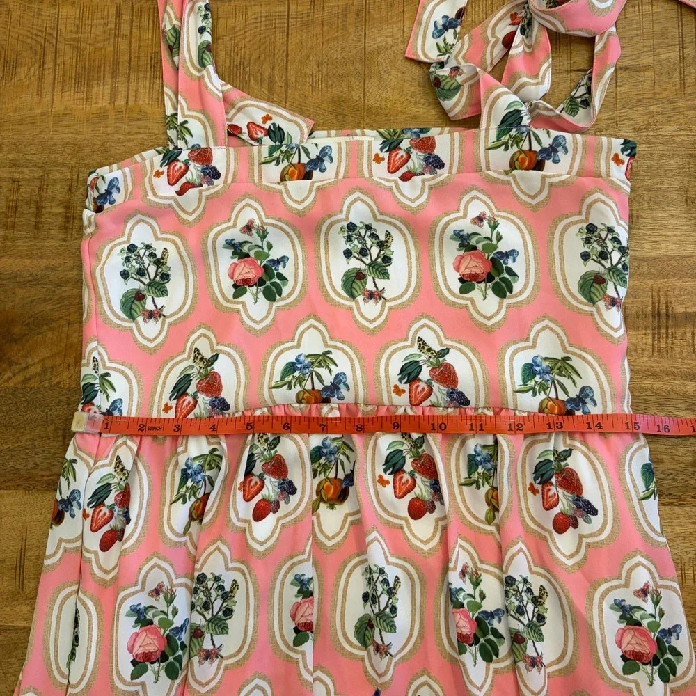 Smith & Quinn Sage Midi Dress S Fruit Patch Strawberry Print Butterfly Pink NWT - Picture 12 of 14